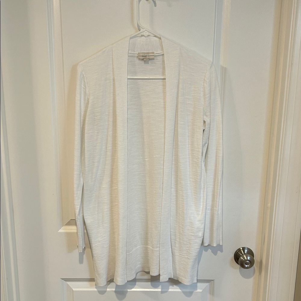 LOFT Cream Open-Front Cardigan